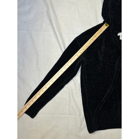 Cynthia Rowley NWT Knit Pullover Hoodie Size Small Black Drawstring - Picture 6 of 9